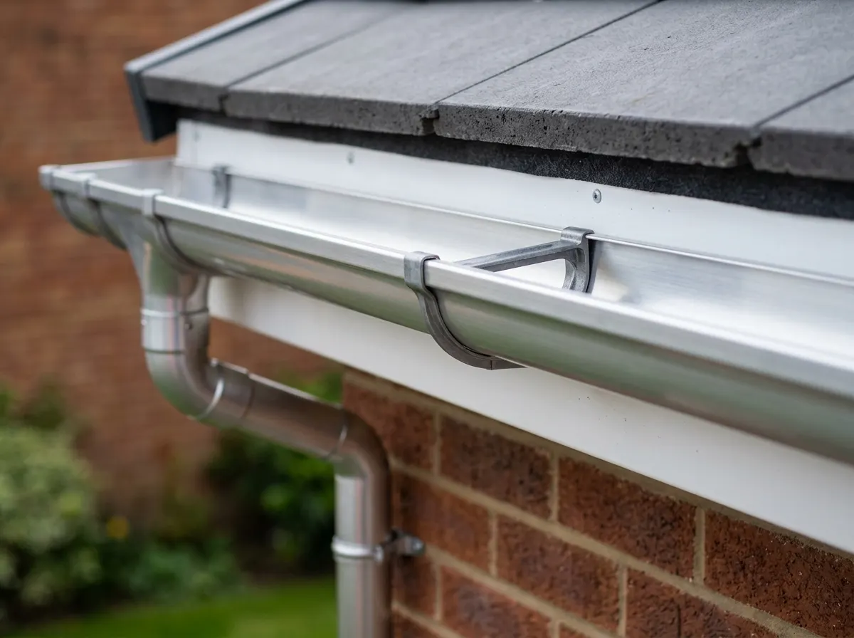 Seamless powder coated aluminium guttering on a modern home