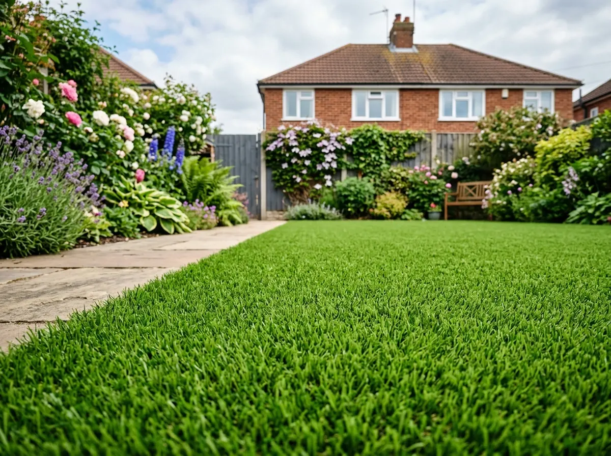 Low maintenance artificial grass lawn