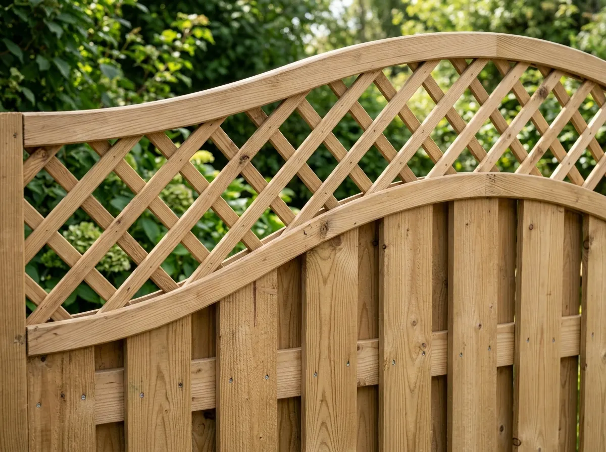 Decorative curved top timber fencing panels