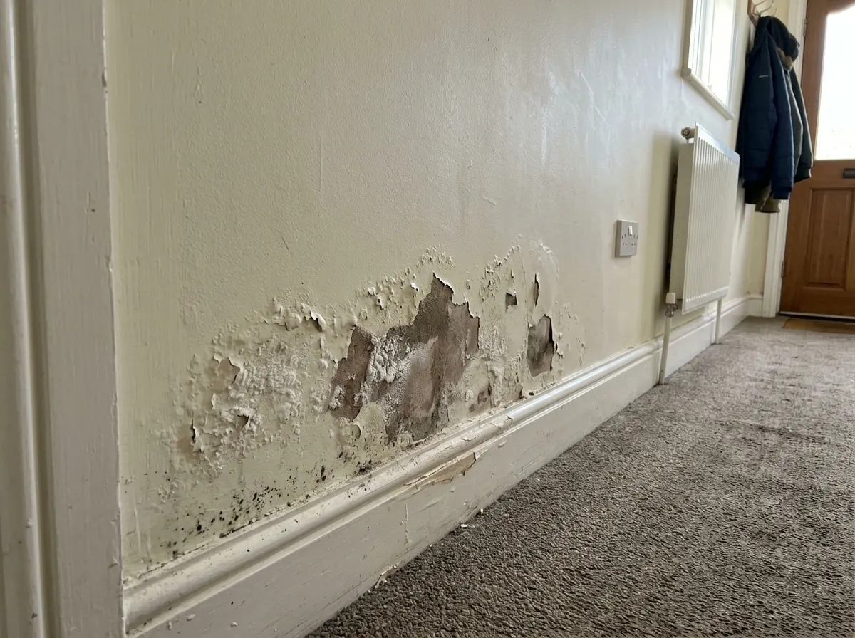 Specialist damp proofer injecting a chemical damp proof course into an interior brick wall
