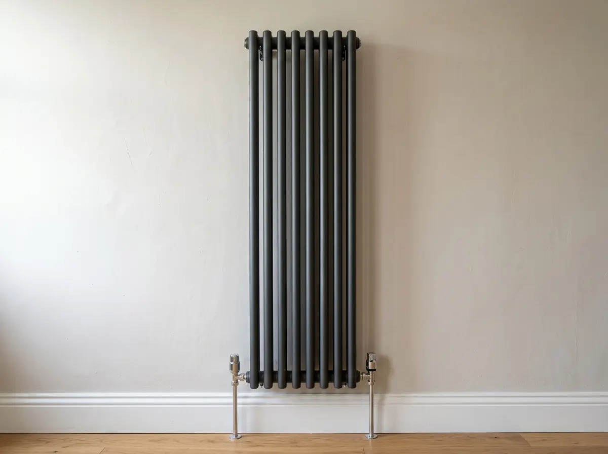 Tall vertical anthracite grey designer column radiator