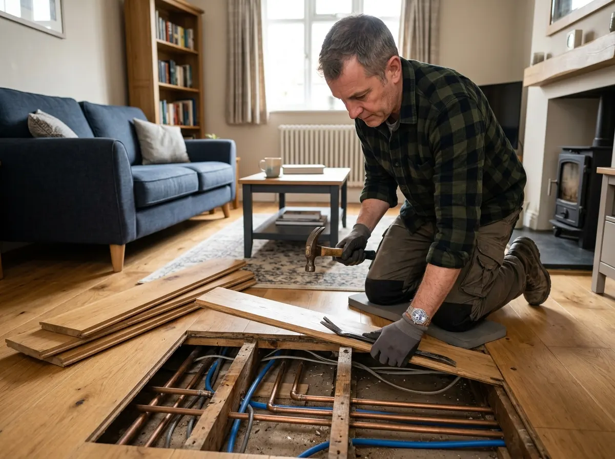 Homeowner rolling out thick mineral wool loft insulation to prepare for a heat pump installation