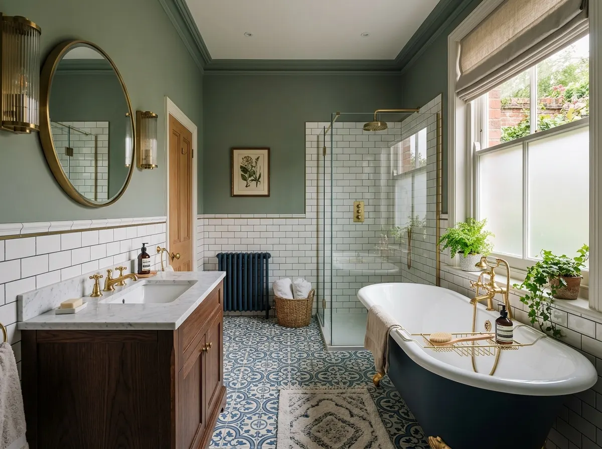Large family bathroom with bath and separate shower