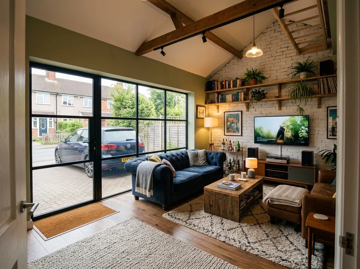 Cosy family snug and TV room created from a converted garage space