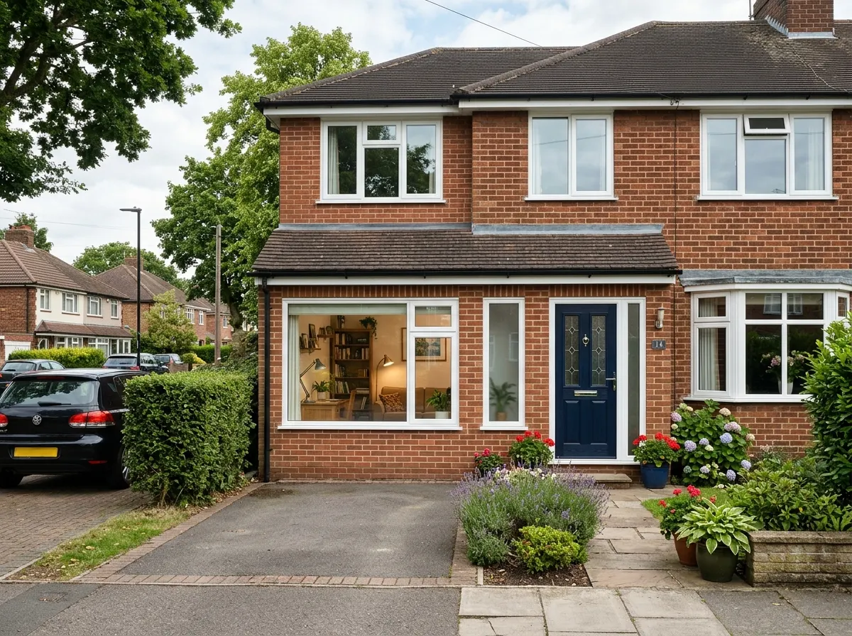 An integral single garage built directly into the ground floor of a modern house