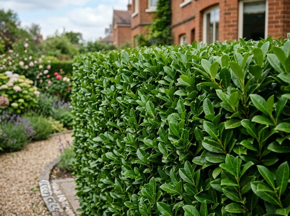 Fast growing cherry laurel privacy hedge