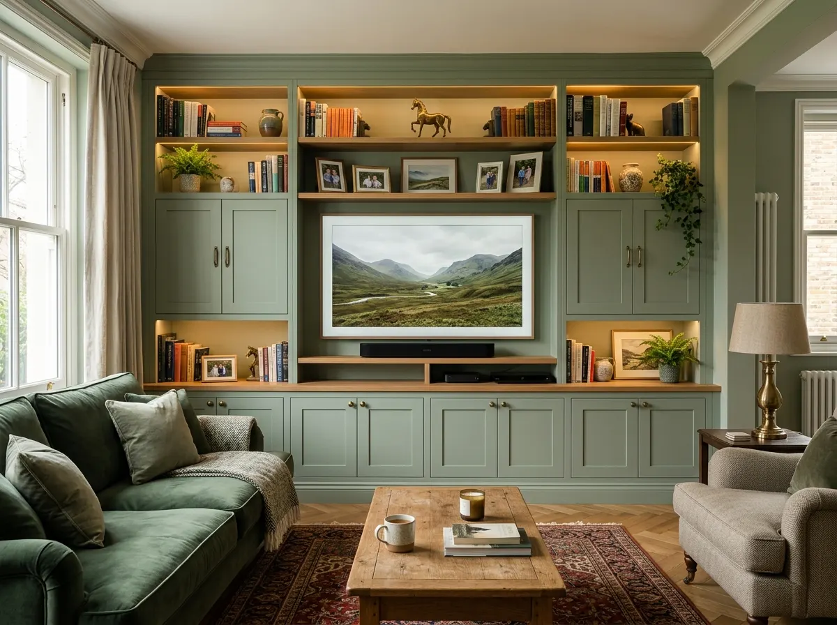 Bespoke MDF media wall with integrated lighting