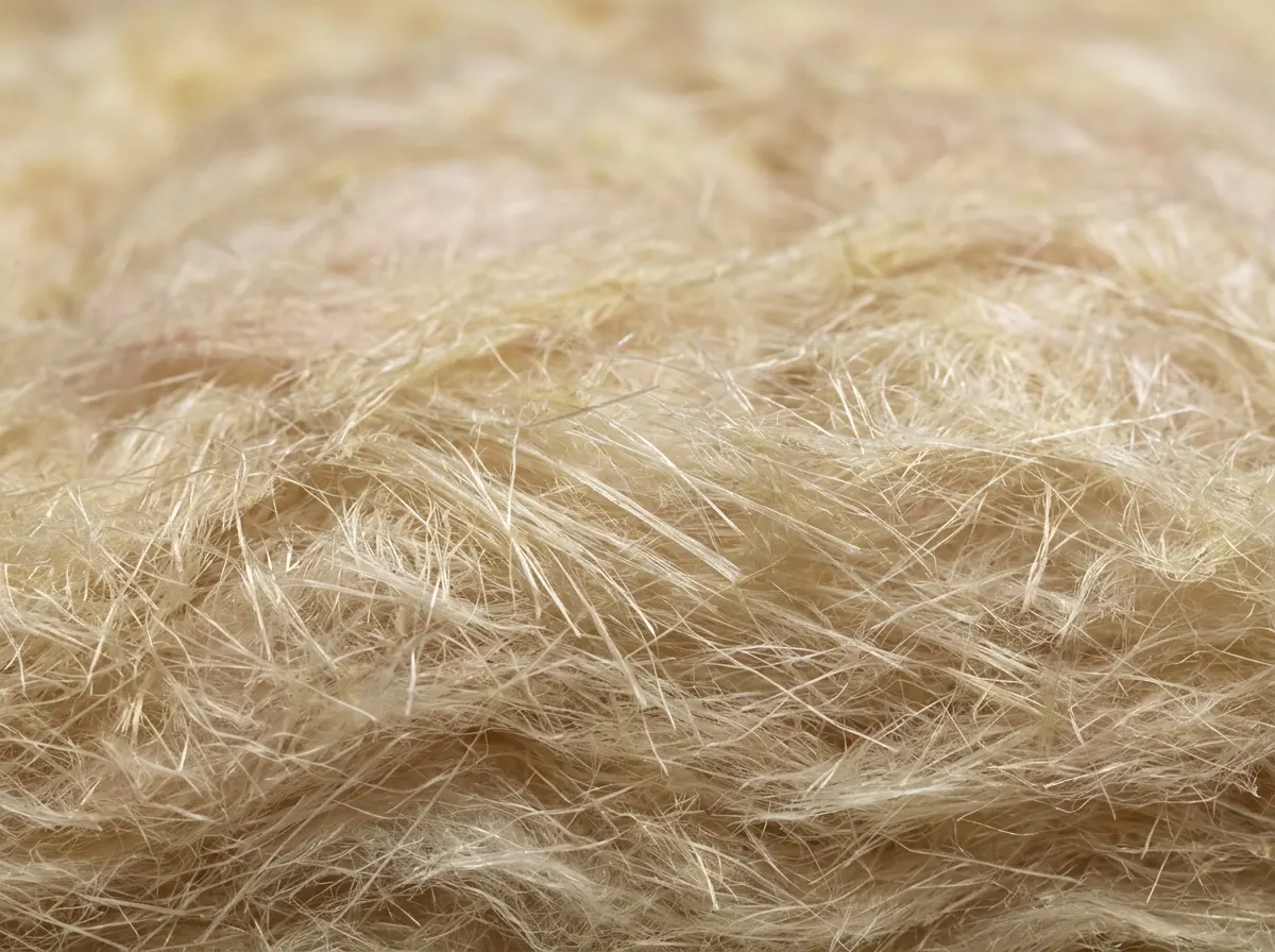 Roll of yellow mineral wool glass fibre insulation