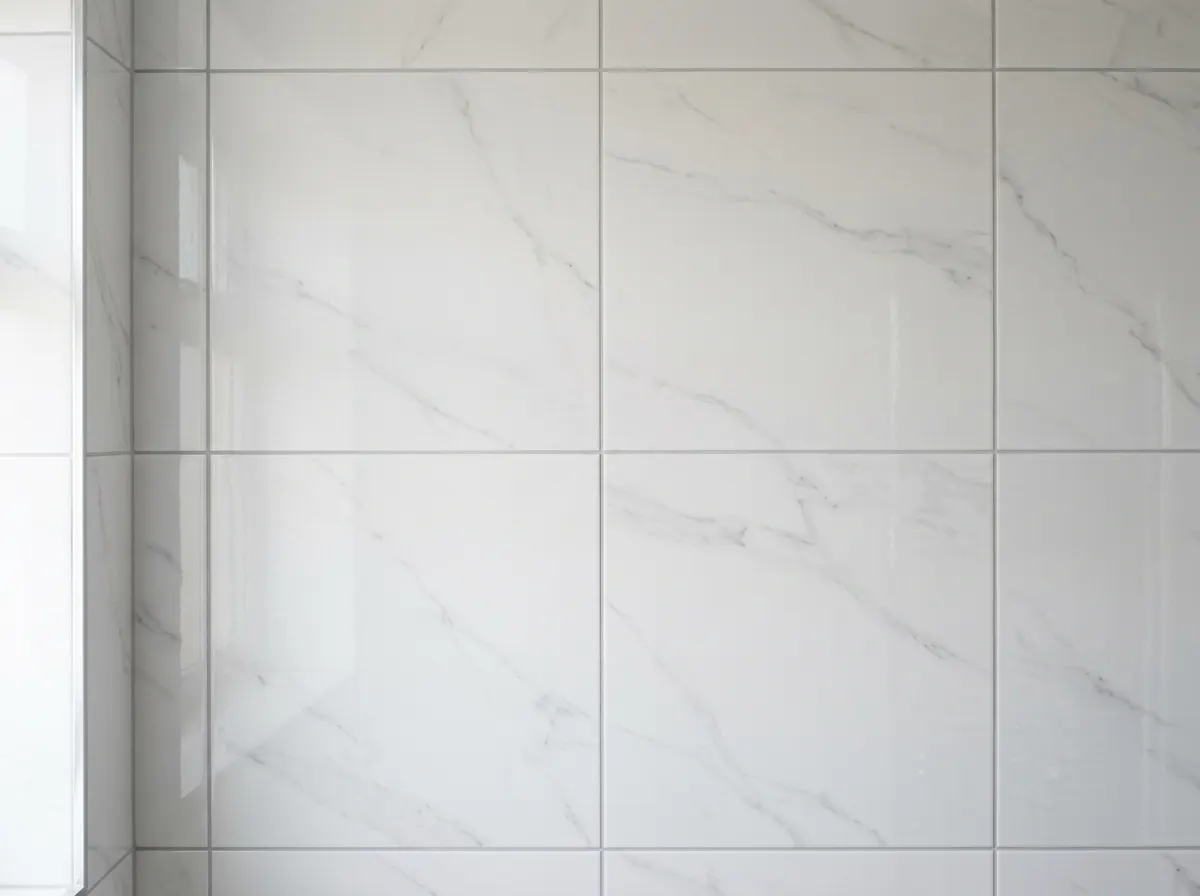 Matte porcelain floor tiles in a wet room