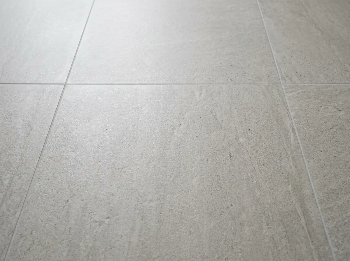 Large format porcelain floor tiles in a modern bathroom