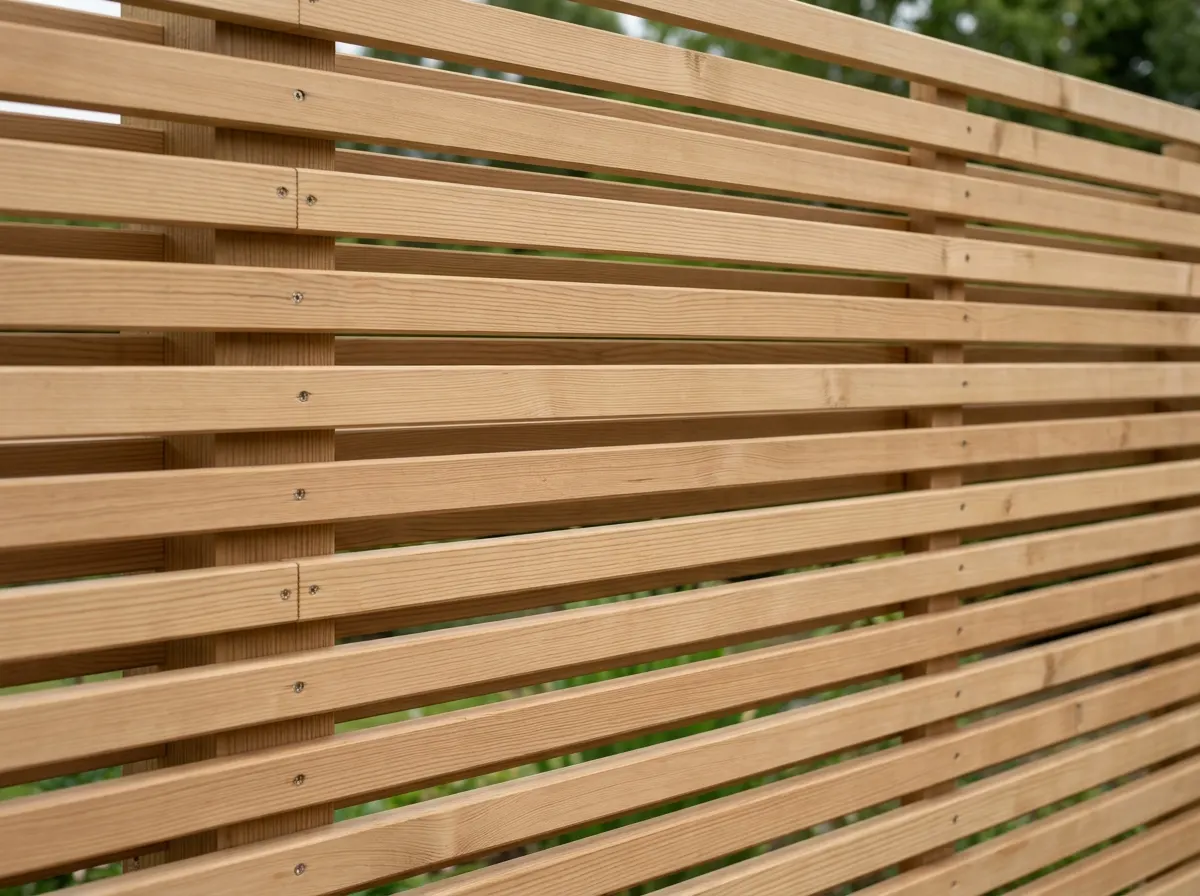 Contemporary horizontal cedar slatted fencing