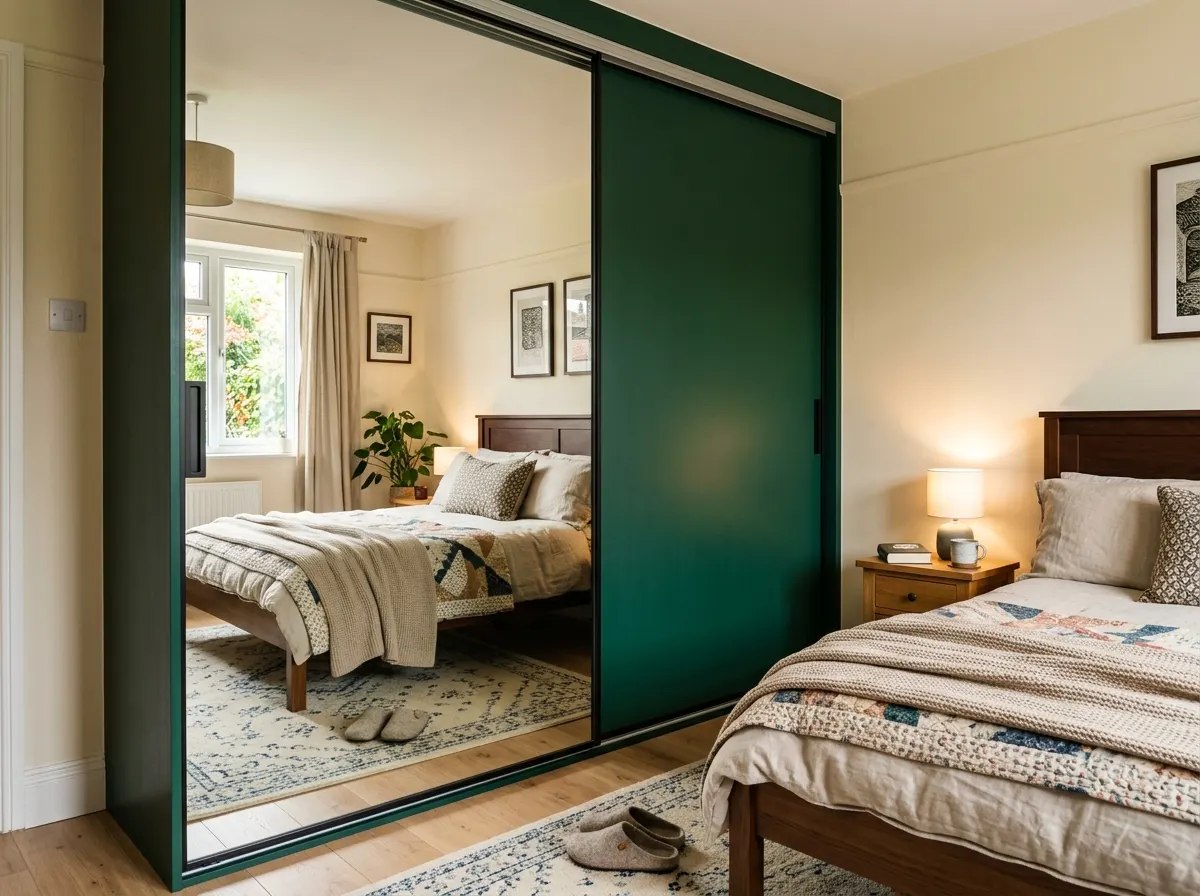 Modern sliding door wardrobe with large mirrored panels
