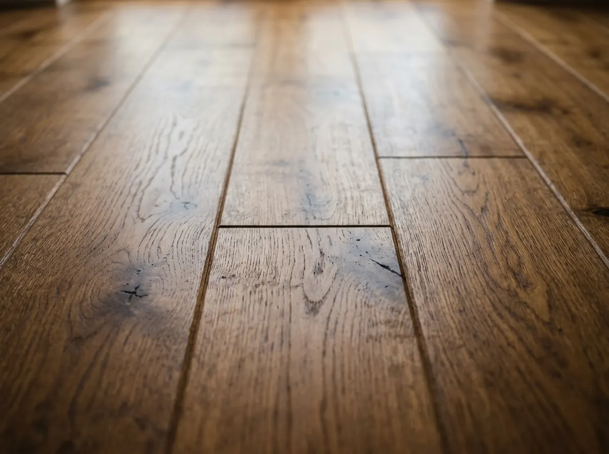 Solid hardwood planks being nailed down