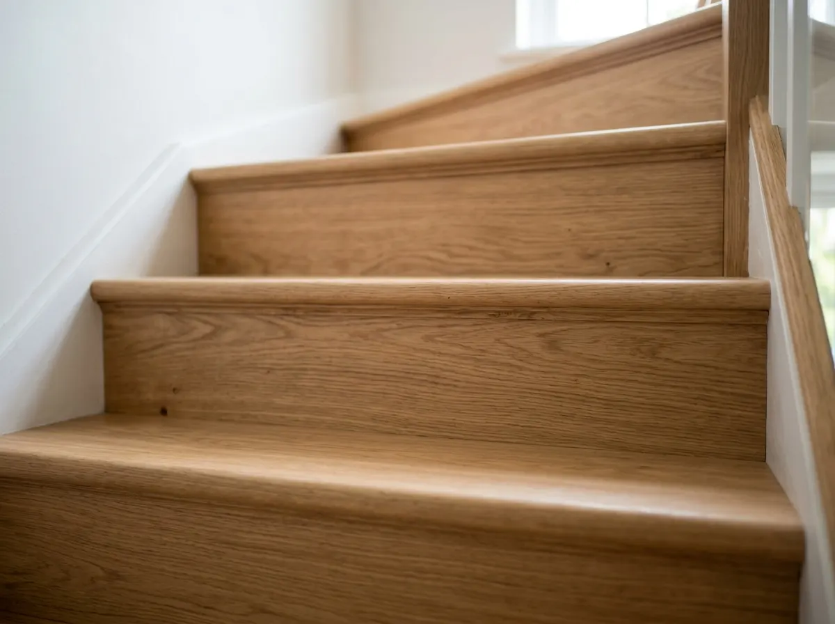 A new solid wooden staircase showing the wood styling