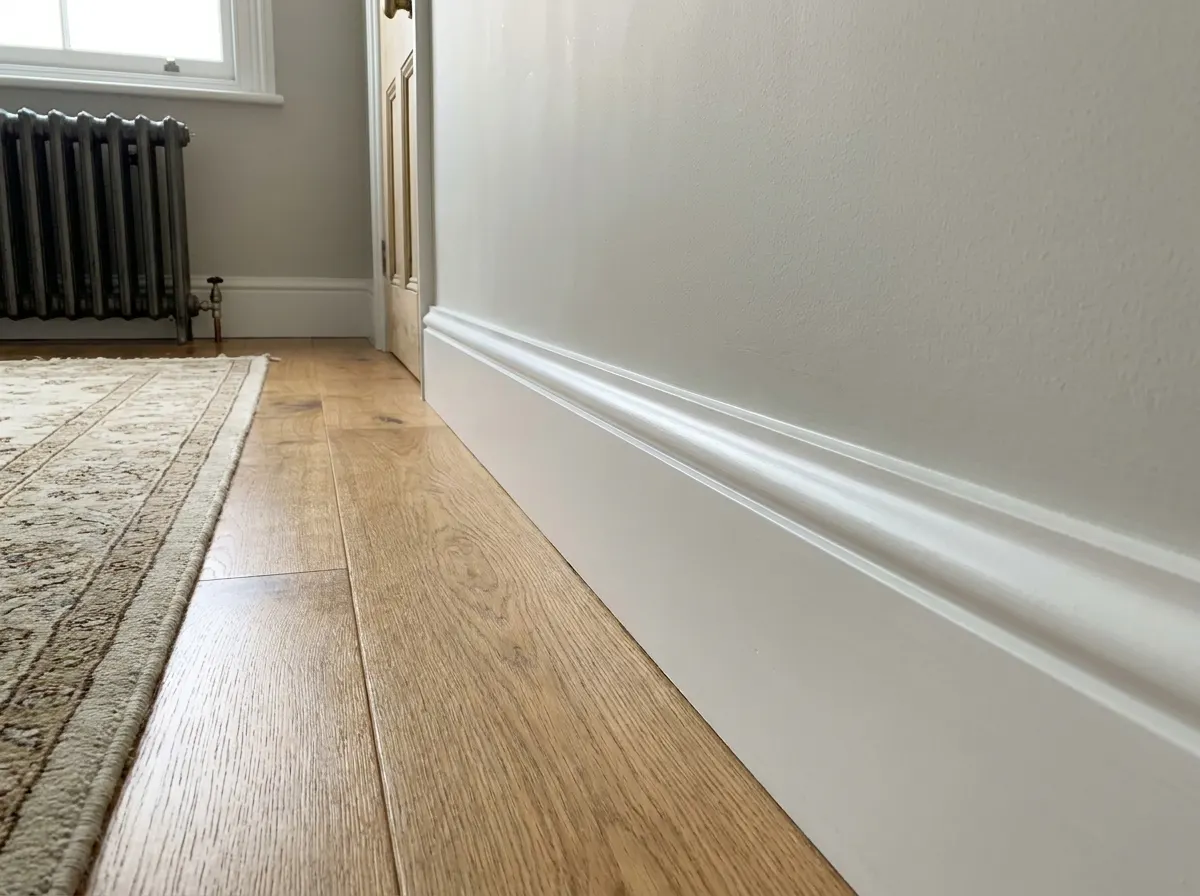 Torus profile skirting board showing a rounded semi-circular top bead above a recessed channel