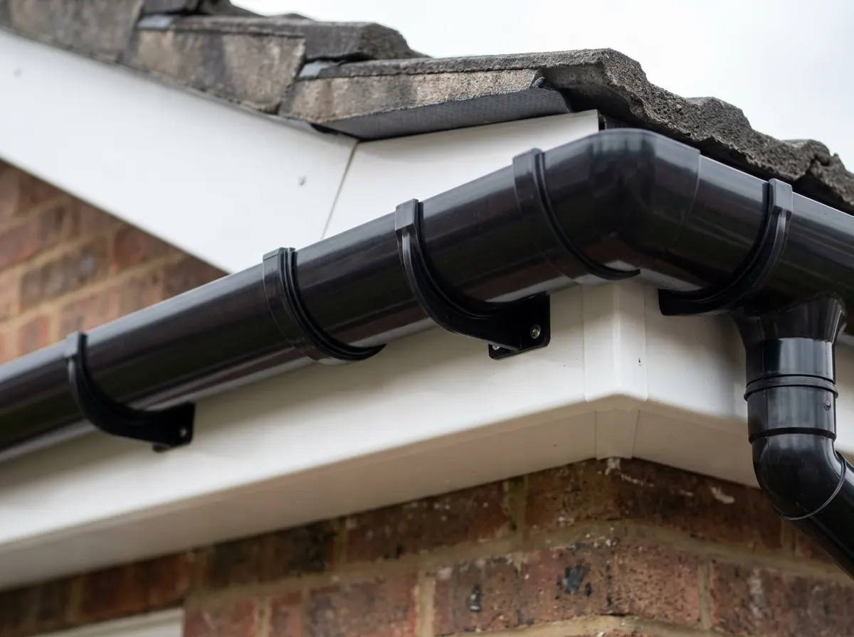 Standard black half-round uPVC guttering