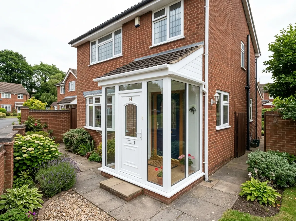 A simple fully glazed white uPVC front porch