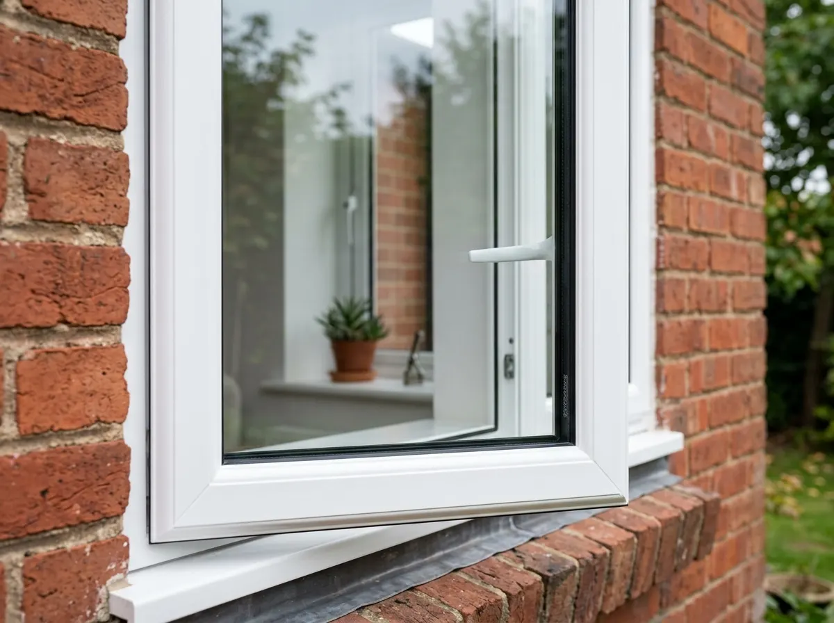 Standard white uPVC casement window installation