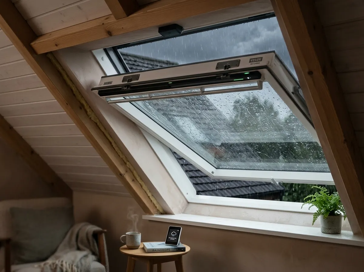 Automated Velux Integra roof window closing automatically during rain
