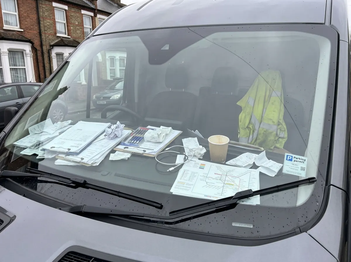 A spotlessly clean and highly organised dashboard inside a commercial trade van