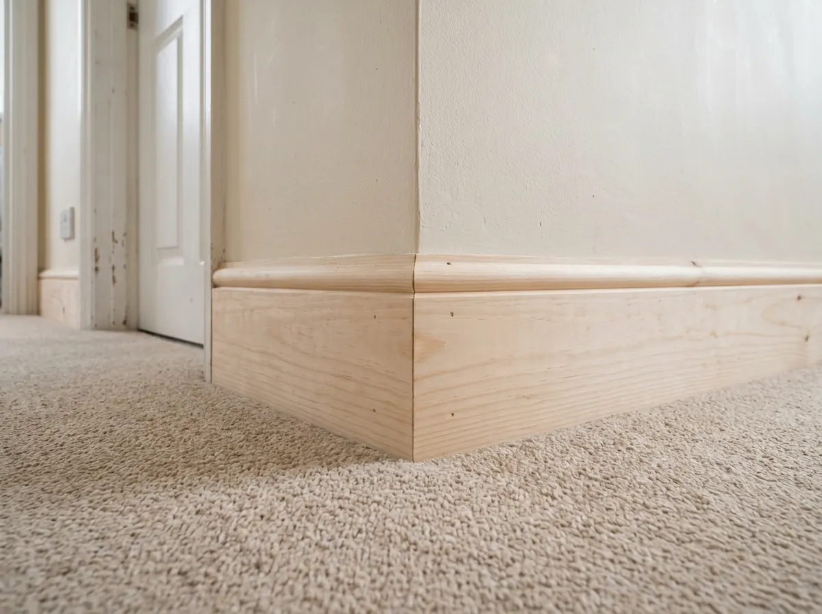 Second fix finish carpentry showing crisp white painted architrave and skirting boards