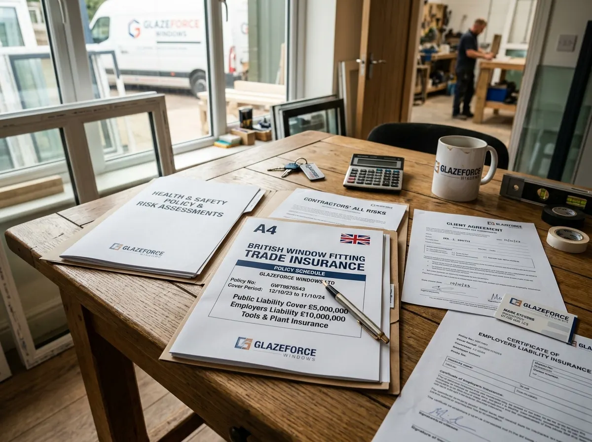 A homeowner receiving a branded folder containing their FENSA certificate and Insurance Backed Guarantee